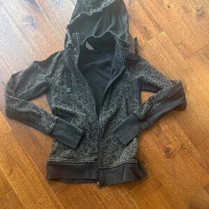 Athleta Black Leopard Bomber Jacket